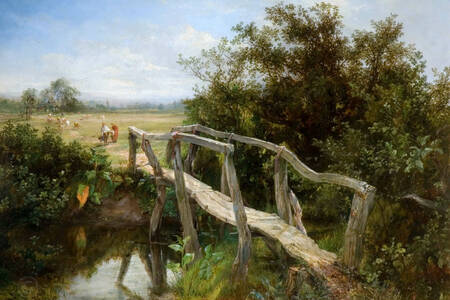 Frederick Henry Henshaw: Die alte Fußgängerbrücke über den Fluss Cole bei Yardley