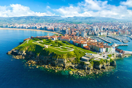 Aerial view of the city of Gijón