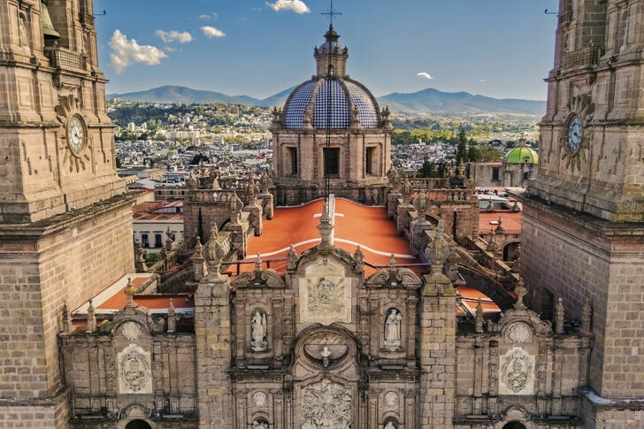 View of the dome of the cathedral in Morelia