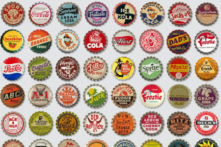 Old beer and soda lids