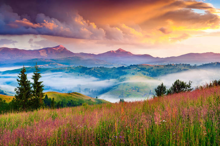 Sunrise in the Carpathians