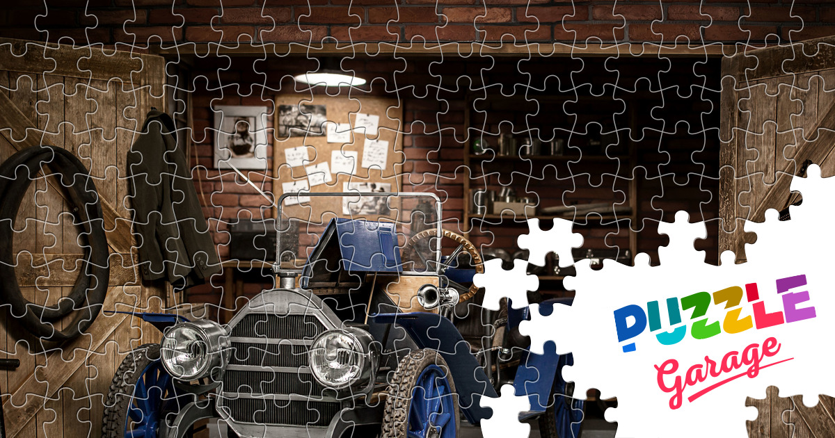 Retro car in the garage Jigsaw Puzzle (Technics, Auto) Puzzle Garage