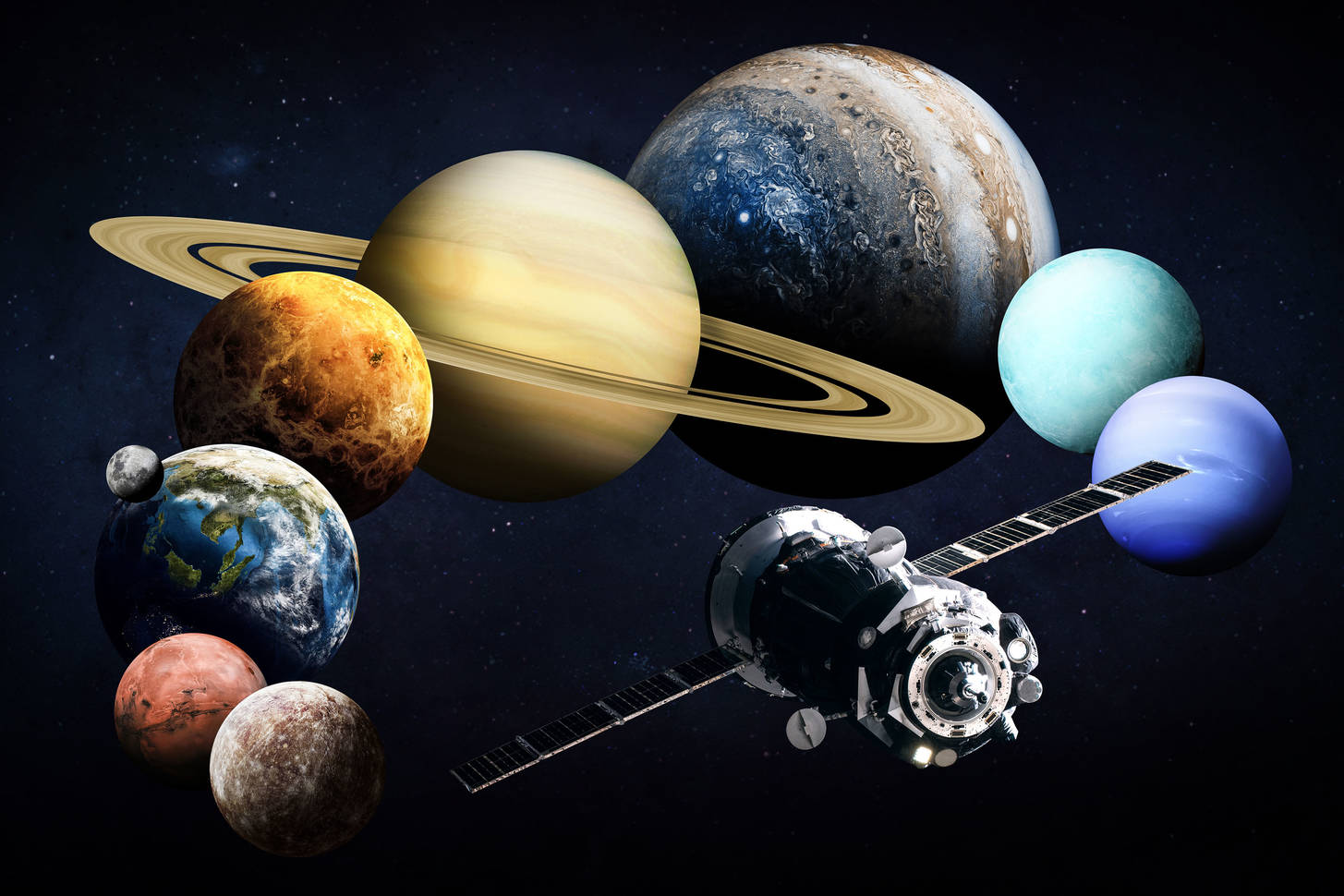 Satellite on the background of the Jigsaw Puzzle (Space, Cosmonautics) Puzzle Garage