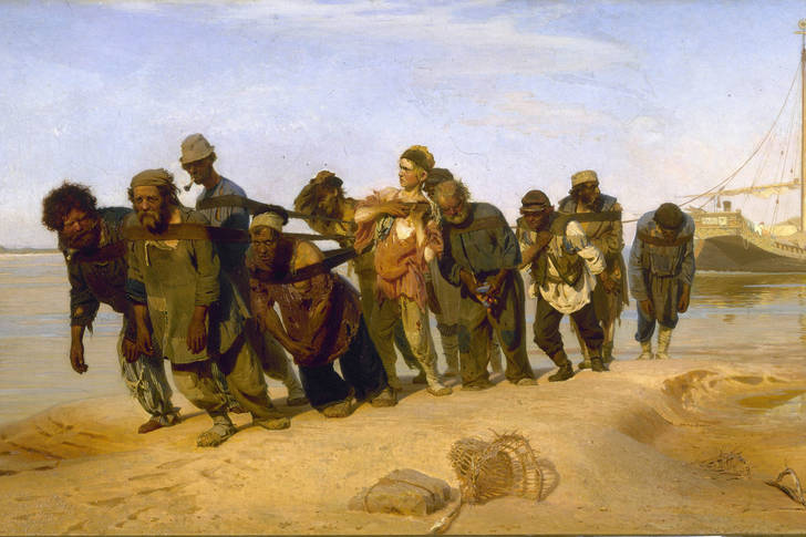 Ilya Efimovich Repin: "Transportistas de barcazas en el Volga"