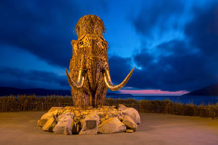 Sculpture of a mammoth in Magadan