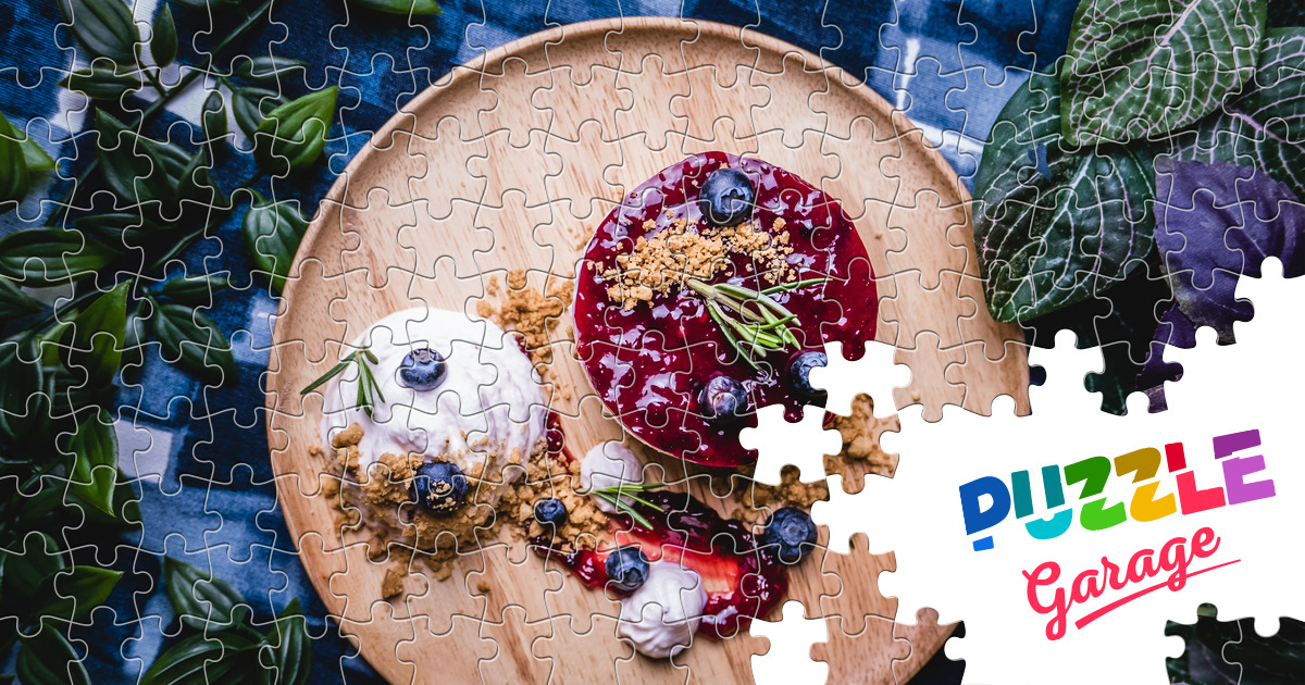 Cheesecake with berry sauce Jigsaw Puzzle (Home, Food) Puzzle Garage