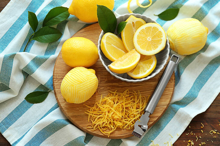 Lemons on a wooden board