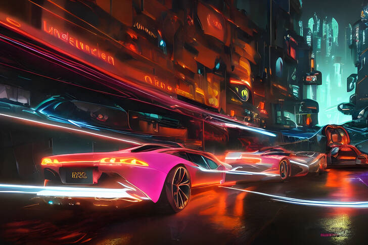 Cars in cyberpunk style Jigsaw Puzzle (Art, Painting) | Puzzle Garage