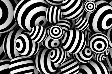 3D-abstraktion: svarta och vita bollar