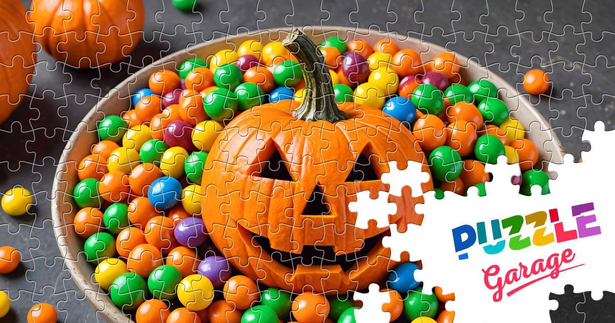Plate with candies Jigsaw Puzzle (Holidays, Halloween) Puzzle Garage