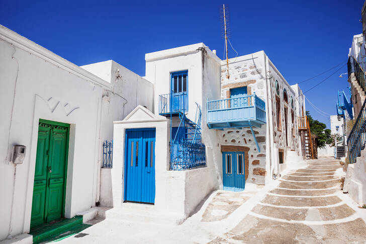 Colorful street in Astypalea