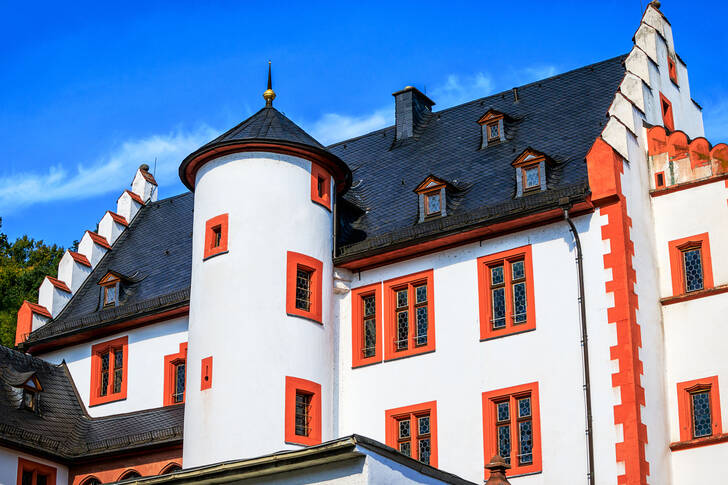 The facade of the Huttenschloss castle in Bad Soden