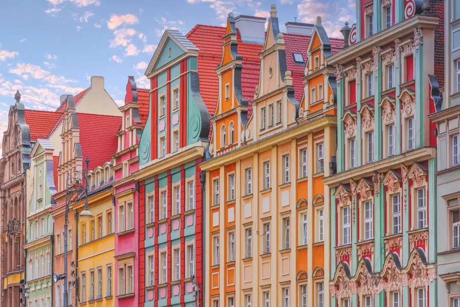 Huizen op het marktplein van Wroclaw