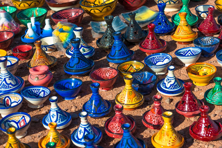 Colorful ceramic tajins