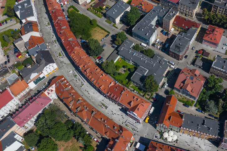 Aerial view of the center of Racibuzh