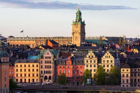 Blick auf die Nikolaikirche in Stockholm