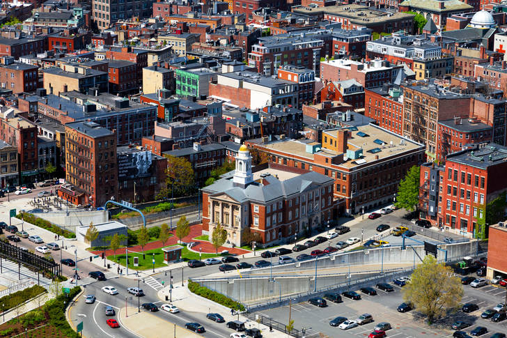 View of the North End area in Boston