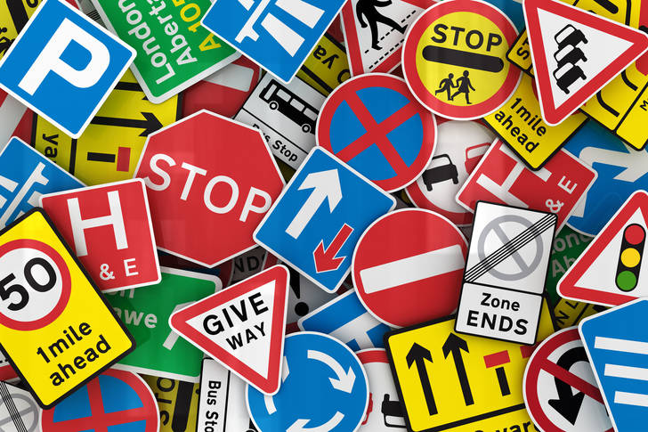 Large collection of road signs