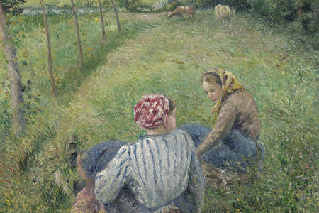 Camille Pissarro : "De jeunes paysannes se reposent dans les champs près de Pontoise"