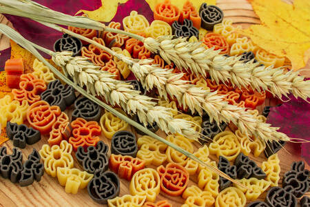 Colorful pasta on the table