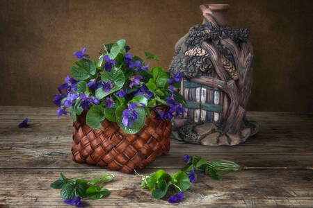 Forest flowers in a basket