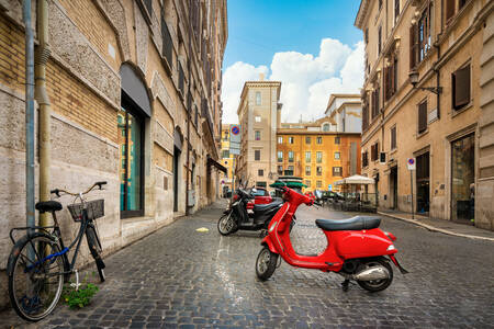 Scooters on the street in Rome