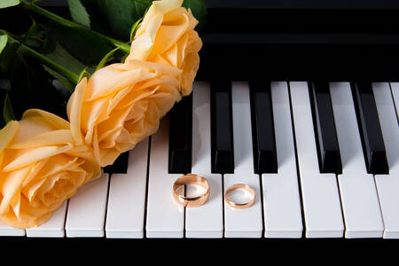 Wedding rings on the piano