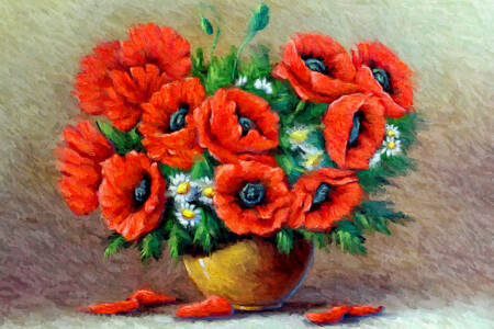 Bouquet of poppies in a vase