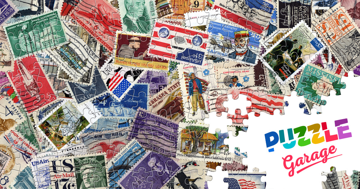 Collection of US postage stamps Jigsaw Puzzle (Other, Collecting