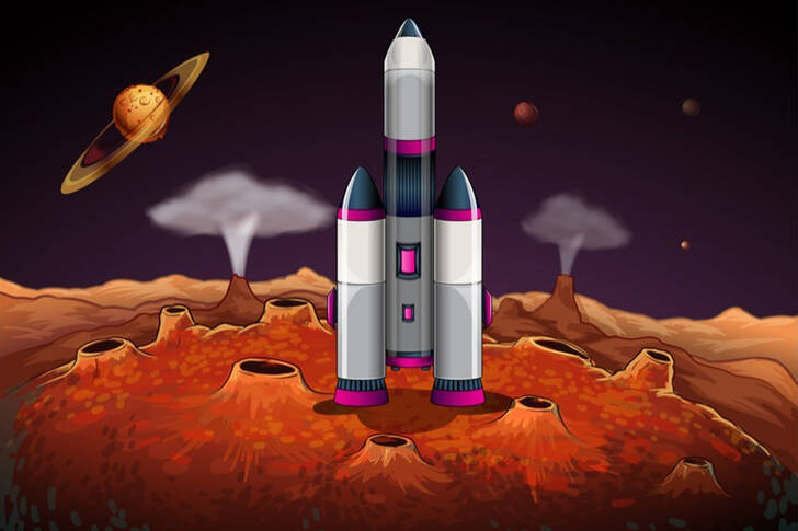 Rocket on a geyser planet