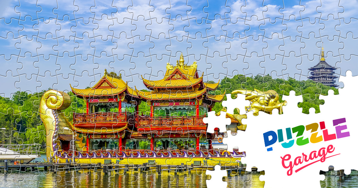 Ship on West Lake Jigsaw Puzzle (Countries, China) Puzzle Garage