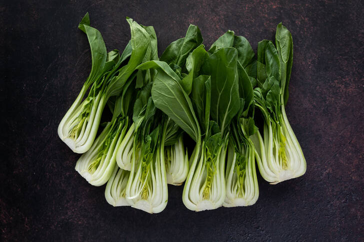 Bok choy on a dark background