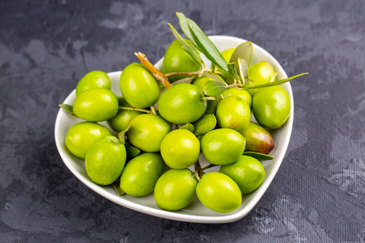 Green fresh olives