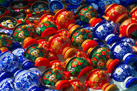 Wooden products with bright paintings