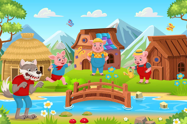 The Three Little Pigs and the Wolf