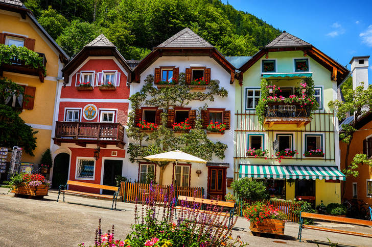 Kleurrijke huizen in de gemeente Hallstatt