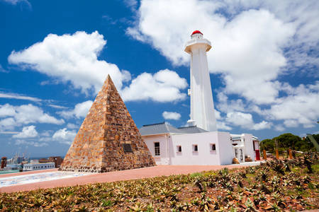 Old lighthouse and pyramid in Port Elizabeth