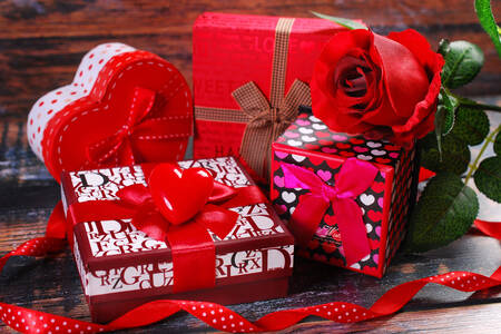 Gifts and red rose