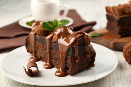 Pedaço de bolo de chocolate