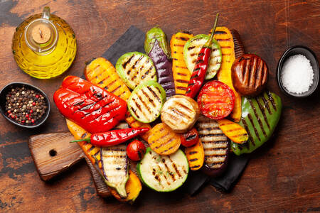 Grilled vegetables on the board