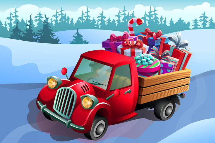 Camion di Natale con regali