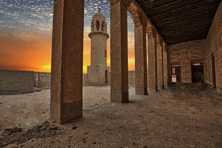 Old mosque at sunset