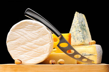 Cheese on a black background