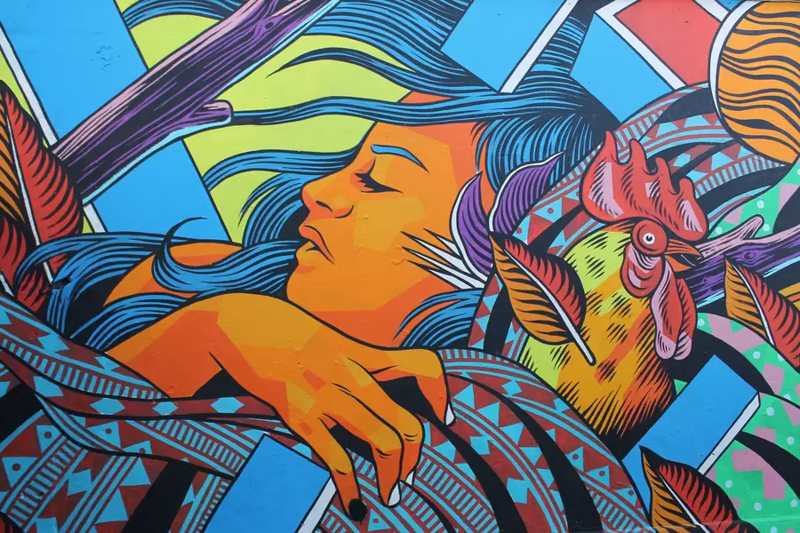 Graffiti seni jalanan berwarna-warni
