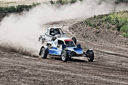 Racing buggies on the track