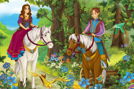 Принц и принцесса на лошадях