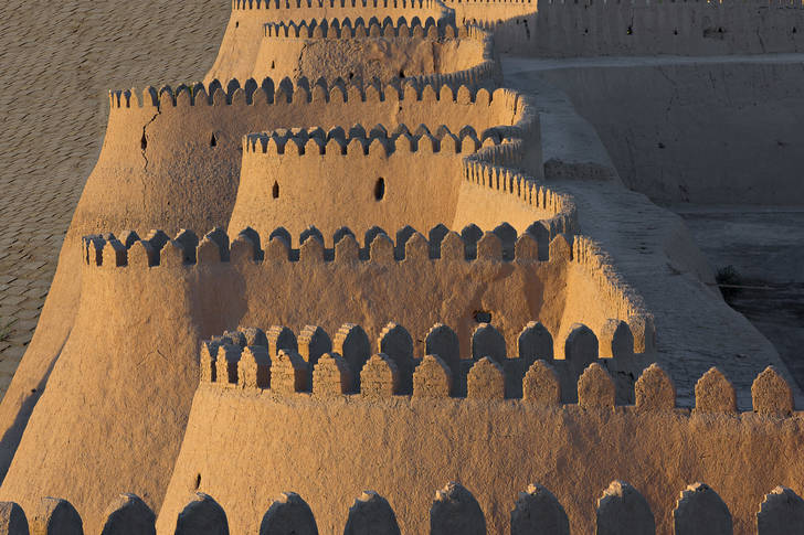 The city walls of the ancient city of Khiva