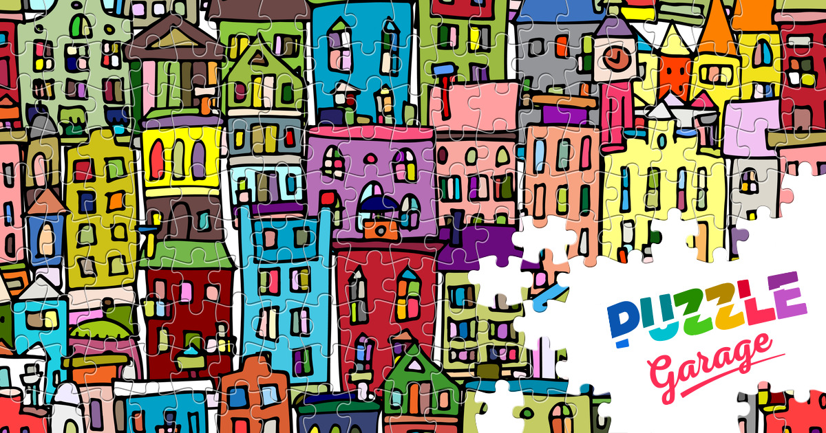 Painting colorful houses Jigsaw Puzzle (Art, Painting) Puzzle Garage