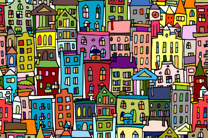 Painting colorful houses