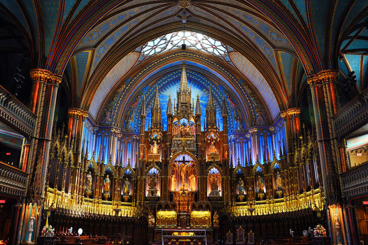 Interieur van de kathedraal van Notre Dame de Montreal